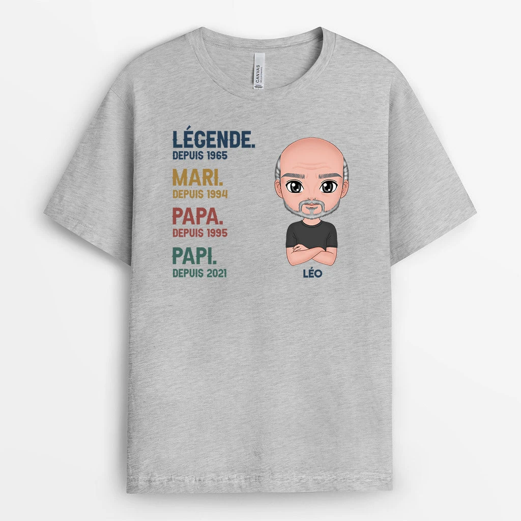 Légende, Vintage - Cadeau Personnalisé | T-shirt Pour Papi/Papa 2 Légende, Vintage - Cadeau Personnalisé | T-shirt Pour Papi/Papa – Image 2