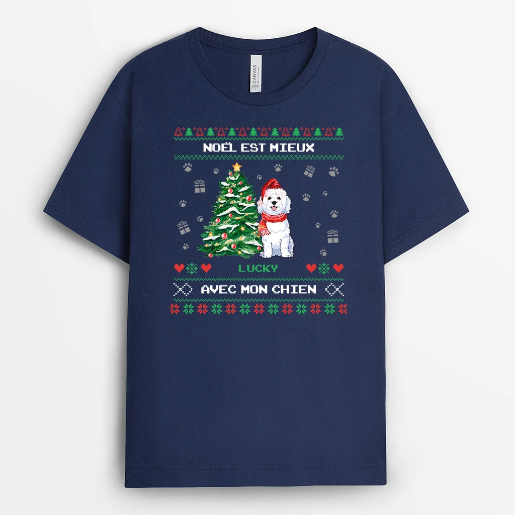 Noël Est Mieux Avec Mon Chien - Cadeau Personnalisé | T-shirt Pour Amoureux Des Chiens 1 Noël Est Mieux Avec Mon Chien - Cadeau Personnalisé | T-shirt Pour Amoureux Des Chiens