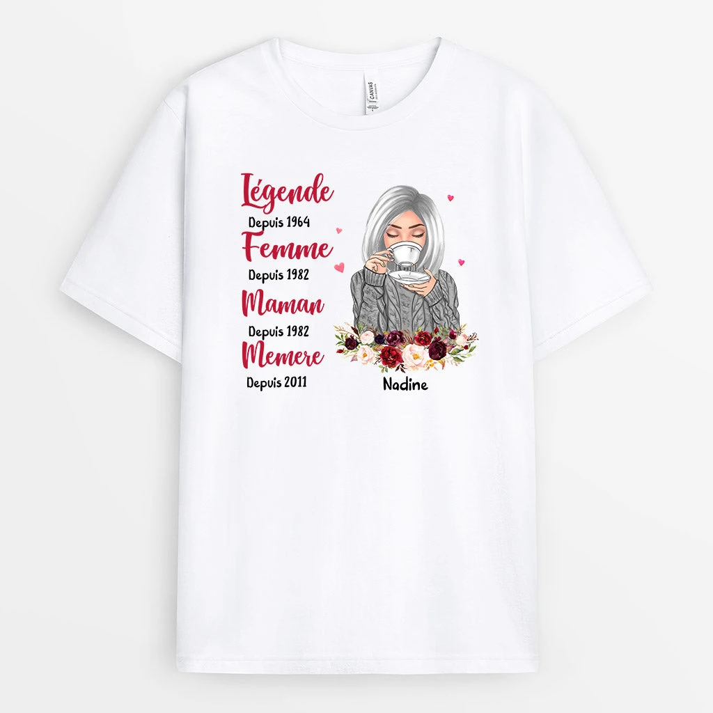 Tee Shirt Légende Personnalisé Maman/Mamie 1 Tee Shirt Légende Personnalisé Maman/Mamie