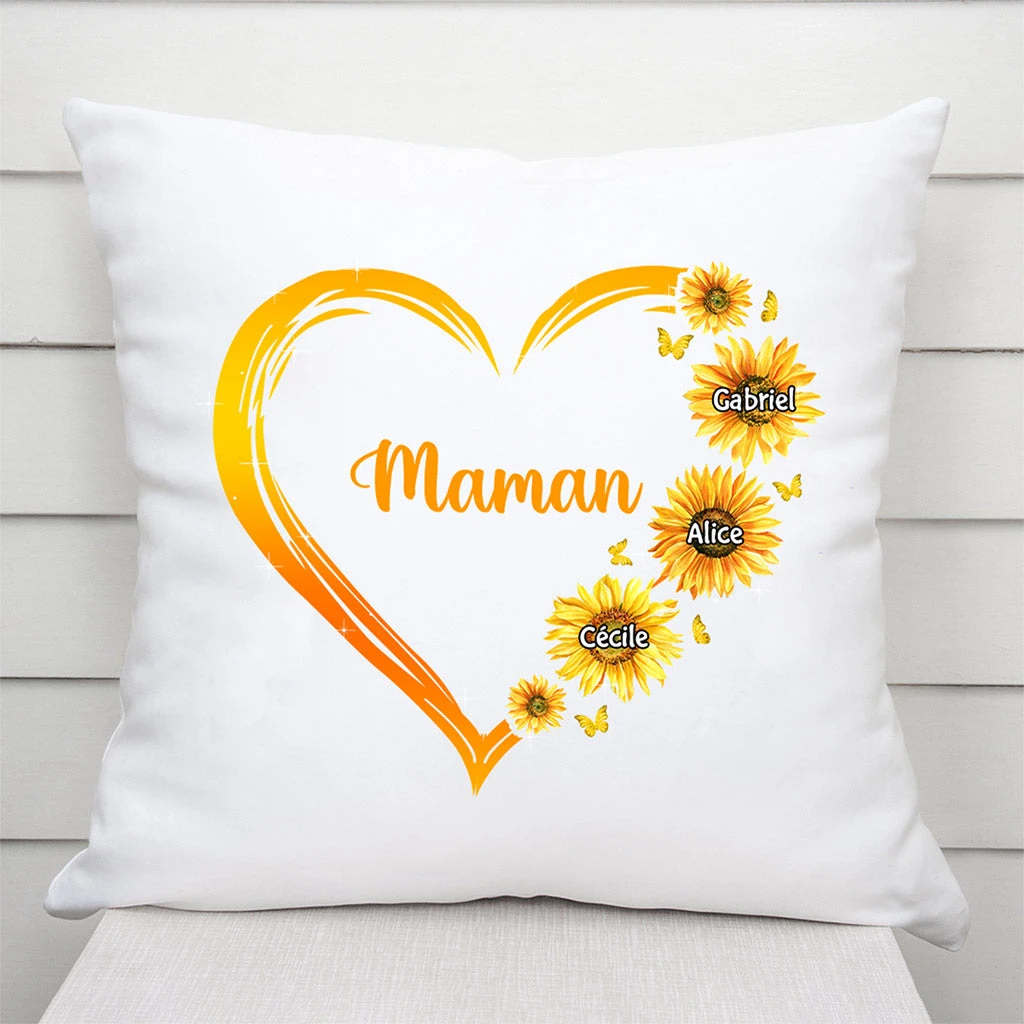 Le Cœur De Mamie, Maman - Cadeau Personnalisé | Coussin Pour Maman/Mamie 2 Le Cœur De Mamie, Maman - Cadeau Personnalisé | Coussin Pour Maman/Mamie – Image 2
