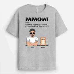Vivelamode Soldes Magasin -Vivelamode Soldes Magasin 0218AFR2 T shirt Personnalise Chat Papa Chat Cool