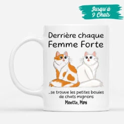 Derrière Chaque Femme Forte - Cadeau Personnalisé | Mug Pour Amoureux Des Chats -Vivelamode Soldes Magasin 0246M140DFR2 present Personnalise Mug chats personnes
