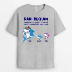 Papa Requin - Cadeau Personnalisé | T-shirtpour Papa/Papi -Vivelamode Soldes Magasin 0271A140BFR2 present personnalisable T shirt requins papa