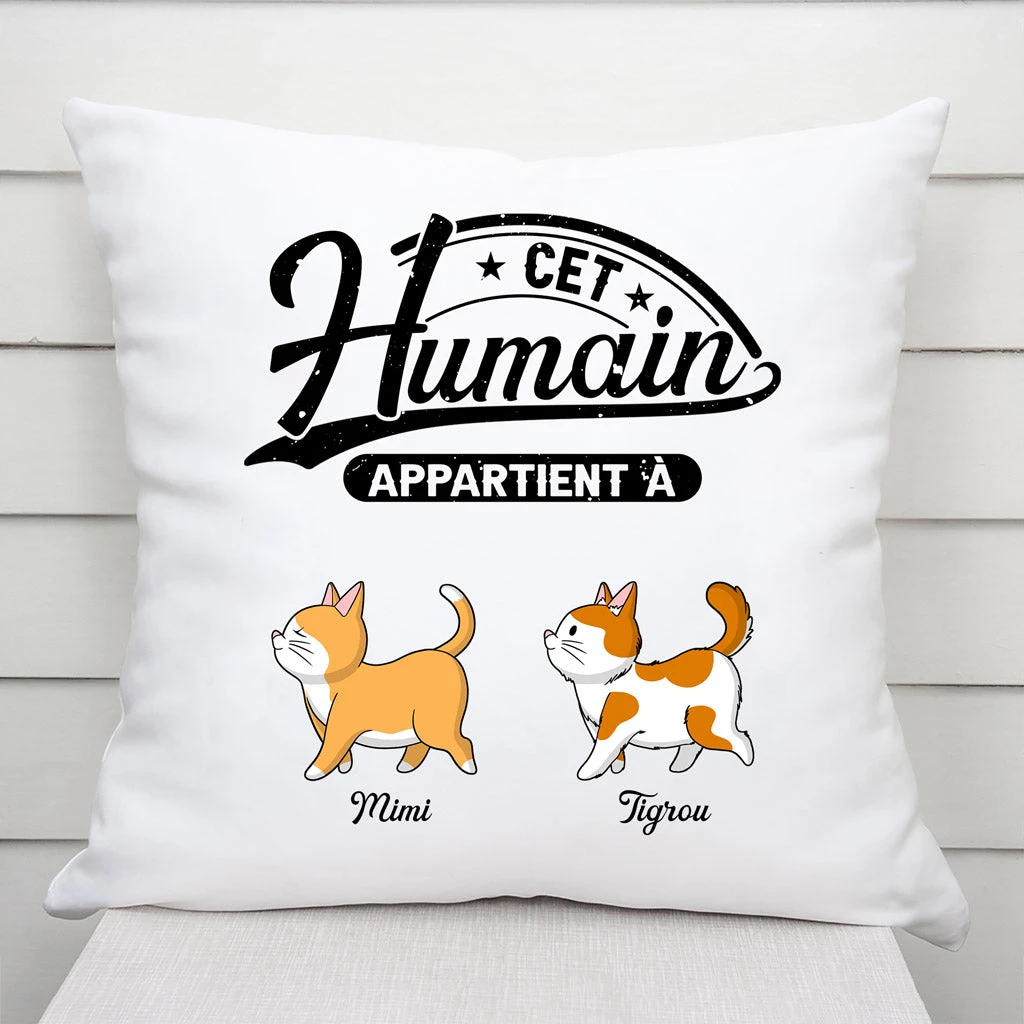 Cet Humain Appartient À - Cadeau Personnalisé | Coussin Pour Amoureux Des Chats 1 Cet Humain Appartient À - Cadeau Personnalisé | Coussin Pour Amoureux Des Chats