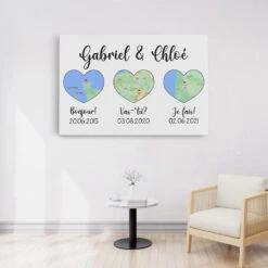 Carte D'amour - Cadeau Personnalisé | Toile Pour Couple/Amoureux -Vivelamode Soldes Magasin 0430C500GFR3 Cadeau Personnalise Toile Carte Couples