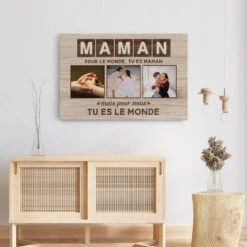Maman Papa Tu Es Le Monde - Cadeau Personnalisé | Toile Pour Maman/Mamie/Papa/Papi -Vivelamode Soldes Magasin 0434CFR3 Personnalise Toile Photo Papa Maman