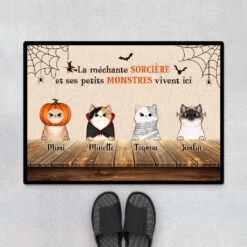 La Méchante Sorcière Et Chats - Cadeau Personnalisé | Paillasson Pour Halloween