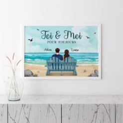 Toi & Moi - Cadeau Personnalisé | Poster Pour Couple/Amoureux -Vivelamode Soldes Magasin 0482S535GFR3 Present Personnalise Poster Personnes Couples Plage