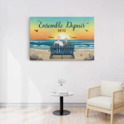 Ensemble Depuis - Cadeau Personnalisé | Toile Pour Couple/Amoureux -Vivelamode Soldes Magasin 0489C595GFR3 Cadeau Personnalise Toile Personnes Couples Plage