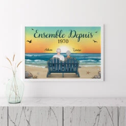 Ensemble Depuis - Cadeau Personnalisé | Poster Pour Couple/Amoureux -Vivelamode Soldes Magasin 0489S595GFR3 Cadeau Personnalise Poster Personnes Couples Plage