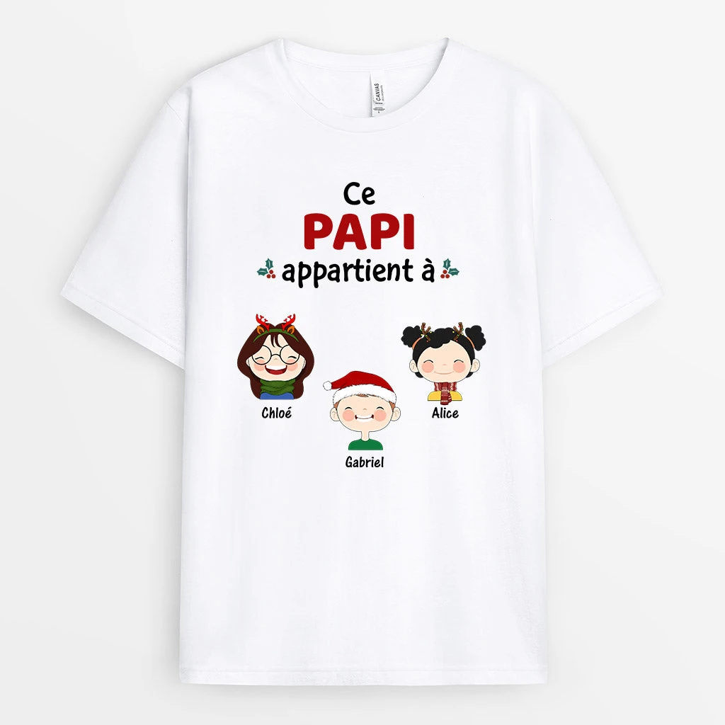 Ce Papi Appartient À Version Noel - T-shirt Personnalisé Papy 1 Ce Papi Appartient À Version Noel - T-shirt Personnalisé Papy