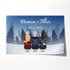 Maman & Filles - Cadeau Personnalisé | Poster Pour Maman Noël
