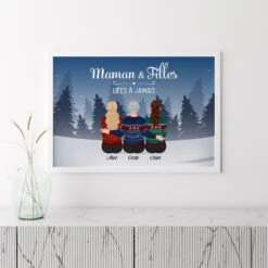 Maman & Filles - Cadeau Personnalisé | Poster Pour Maman Noël -Vivelamode Soldes Magasin 0512SFR3 Cadeau Personnalise Poster Maman Filles Maman Noel