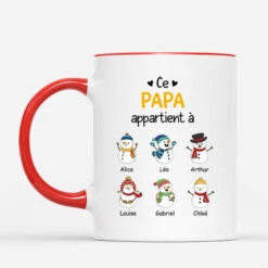 Mug Ce Papa Appartient À Version Bonhomme De Neige Personnalisé -Vivelamode Soldes Magasin 0527MFR2 Cadeau Personnalise Mug Petits Enfants Mamie Noel
