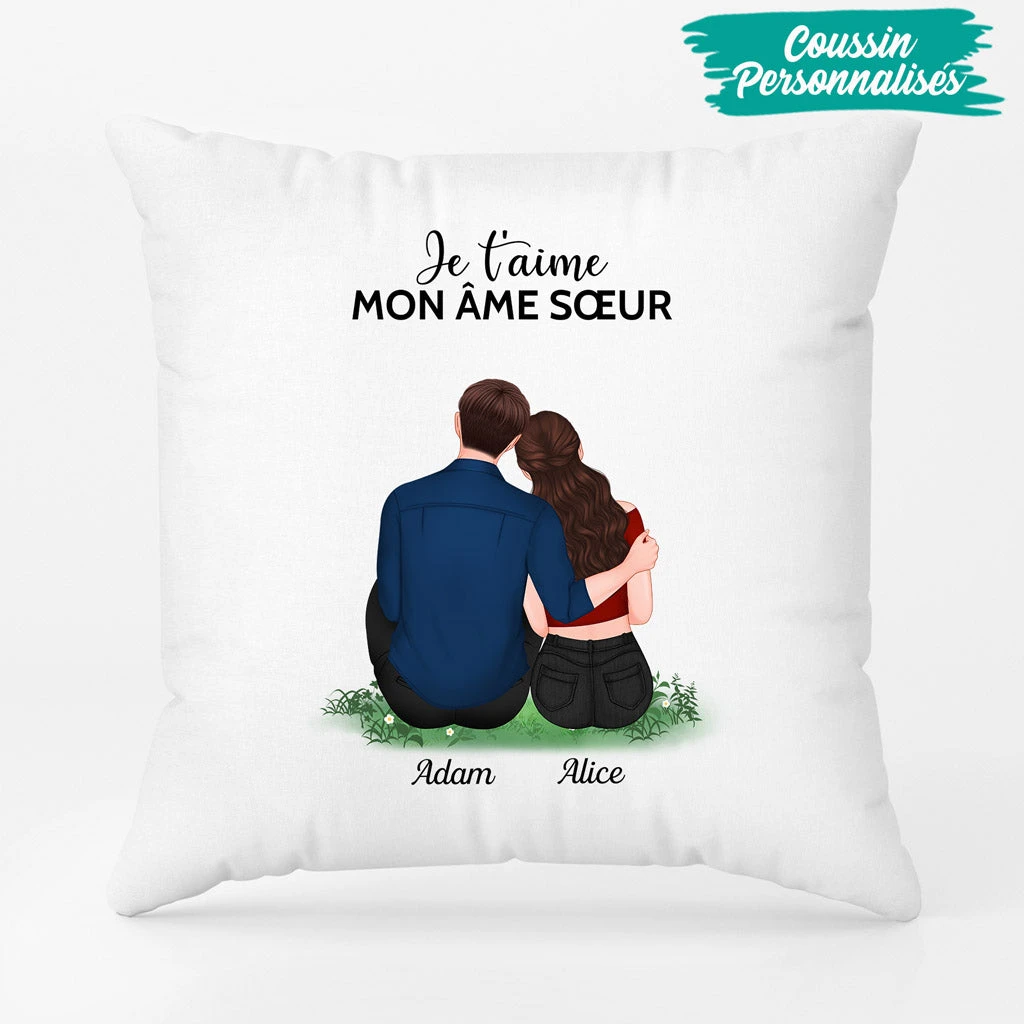 Je T'aime, Mon Âme Sœur - Cadeau Personnalisé | Coussin Pour Couples Amoureux 2 Je T'aime, Mon Âme Sœur - Cadeau Personnalisé | Coussin Pour Couples Amoureux – Image 2