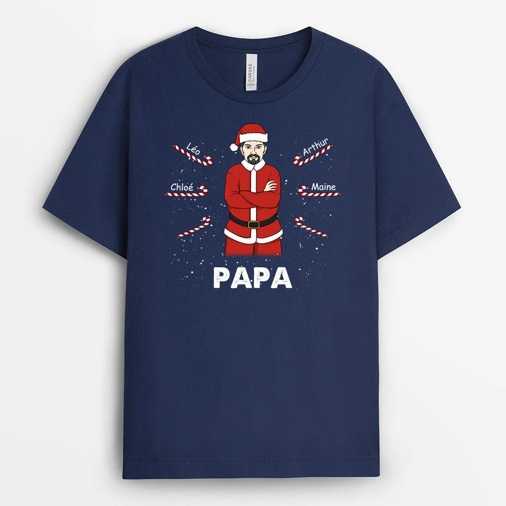 Papa Papy - Cadeau Personnalisé | T-shirt Pour Papa Papi Noël 2 Papa Papy - Cadeau Personnalisé | T-shirt Pour Papa Papi Noël – Image 2