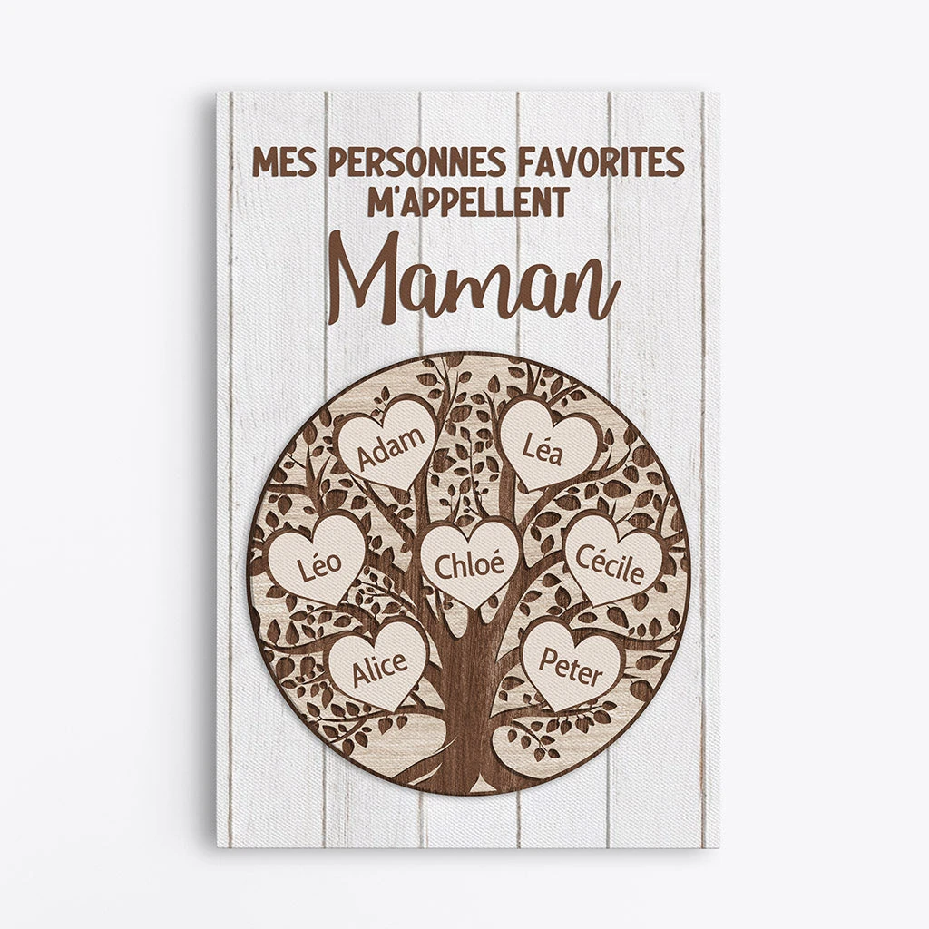 Mes Personnes Favorites - Cadeau Personnalisé | Toile Pour Mamie Maman 1 Mes Personnes Favorites - Cadeau Personnalisé | Toile Pour Mamie Maman