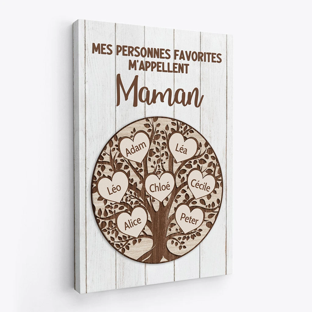 Mes Personnes Favorites - Cadeau Personnalisé | Toile Pour Mamie Maman 2 Mes Personnes Favorites - Cadeau Personnalisé | Toile Pour Mamie Maman – Image 2