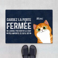 Gardez La Porte Fermée - Cadeau Personnalisé | Paillasson Pour Amoureux Des Chats