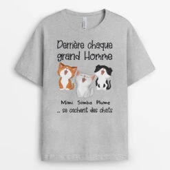 Derrière Chaque Grand Homme/Grande Femme - Cadeau Personnalisé | T-shirt Pour Amoureux Des Chats
