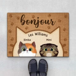 Bonjour - Cadeau Personnalisé | Paillasson Pour Amoureux Des Chats