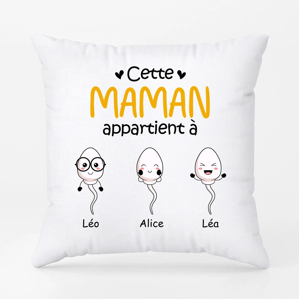 Cette Maman Appartient À - Coussin Personnalisé Humour 1 Cette Maman Appartient À - Coussin Personnalisé Humour