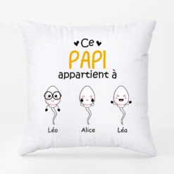 Ce Papa Appartient À - Coussin Personnalisé Humour -Vivelamode Soldes Magasin 0885PFR2 Cadeau Personnalise Coussin Papy Papa