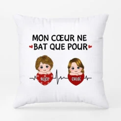 Mon Cœur Ne Bat Pour - Cadeau Personnalisé | Coussin Pour Maman Mamie Papa Papy