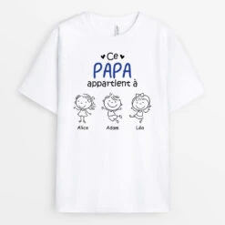 Ce Papa Papi Appartient à - Cadeau Personnalisé | T-shirt Pour Papa Papy