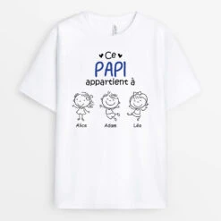 Ce Papa Papi Appartient à - Cadeau Personnalisé | T-shirt Pour Papa Papy -Vivelamode Soldes Magasin 0959AFR3 Cadeau Personnalise T shirt Papa Papi