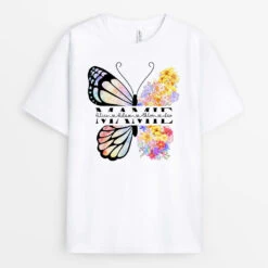 Maman Mamie Fleur Papillon - Cadeau Personnalisé | T-shirt Pour Maman Mamie