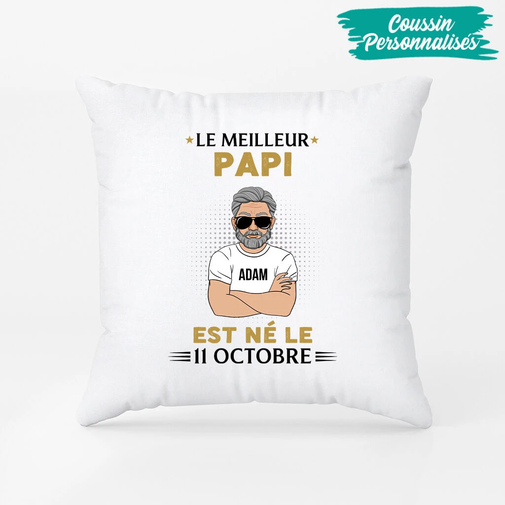 Coussin Le Meilleur Papa Est Né Personnalisé 2 Coussin Le Meilleur Papa Est Né Personnalisé – Image 2