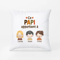 Vivelamode Soldes Magasin -Vivelamode Soldes Magasin 1215PFR2 Cadeau Personnalise Coussin Appartient Papy Papa