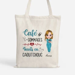 Café, Gommages Et Gants En Caoutchouc - Cadeau Personnalisé | Tote Bag Pour Infirmière/Infirmier
