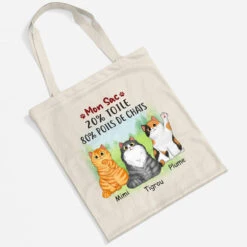 Mon Sac 20% Toile 80% Poils De Chat - Cadeau Personnalisé | Tote Bag Pour Amoureux Des Animaux -Vivelamode Soldes Magasin 1308BFR2 tote bag mon sac 20 toile 80 poils de chat personnalise