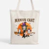Maman Chat Sorcière Avec Son Balai - Cadeau Personnalisé | Tote Bag Pour Amoureux Des Animaux