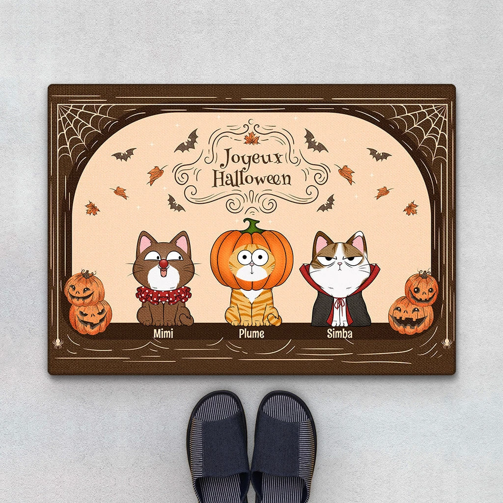 Joyeux Halloween - Cadeau Personnalisé | Paillasson Pour Amoureux Des Animaux 1 Joyeux Halloween - Cadeau Personnalisé | Paillasson Pour Amoureux Des Animaux