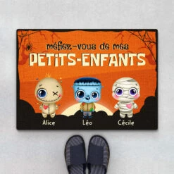 Méfiez-Vous De Mes Petits-Enfants - Cadeau Personnalisé | Paillasson Pour Halloween