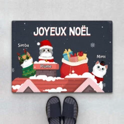 Joyeux Noël Avec Chats - Cadeau Personnalisé | Paillasson Pour Noël