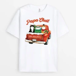 Maman De Chat/Papa De Chat Version Noël Voiture - Cadeau Personnalisé | T-shirt Pour Noël