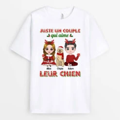 Juste Un Couple Qui Aime Leur Chien Noel - Cadeau Personnalisé | T-shirt Pour Noël