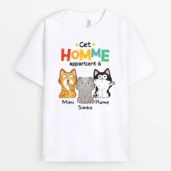 Cet Humain Appartient A Avec Chat - Cadeau Personnalisé | T-shirt Pour Amoureux Des Animaux