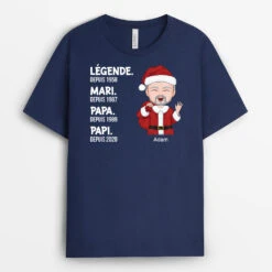 Légende Mari Papa Papy Bleu Marine Lettre En Blanc-Cadeau Personnalisé-T-shirt Pour Hommes