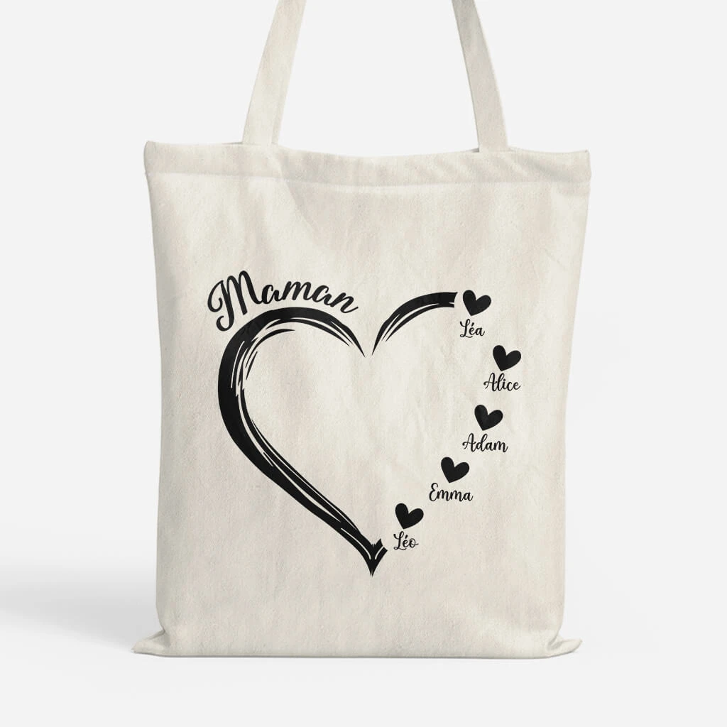 Maman Avec Coeurs Noirs - Cadeau Personnalisé | Tote Bag Pour Maman 1 Maman Avec Coeurs Noirs - Cadeau Personnalisé | Tote Bag Pour Maman