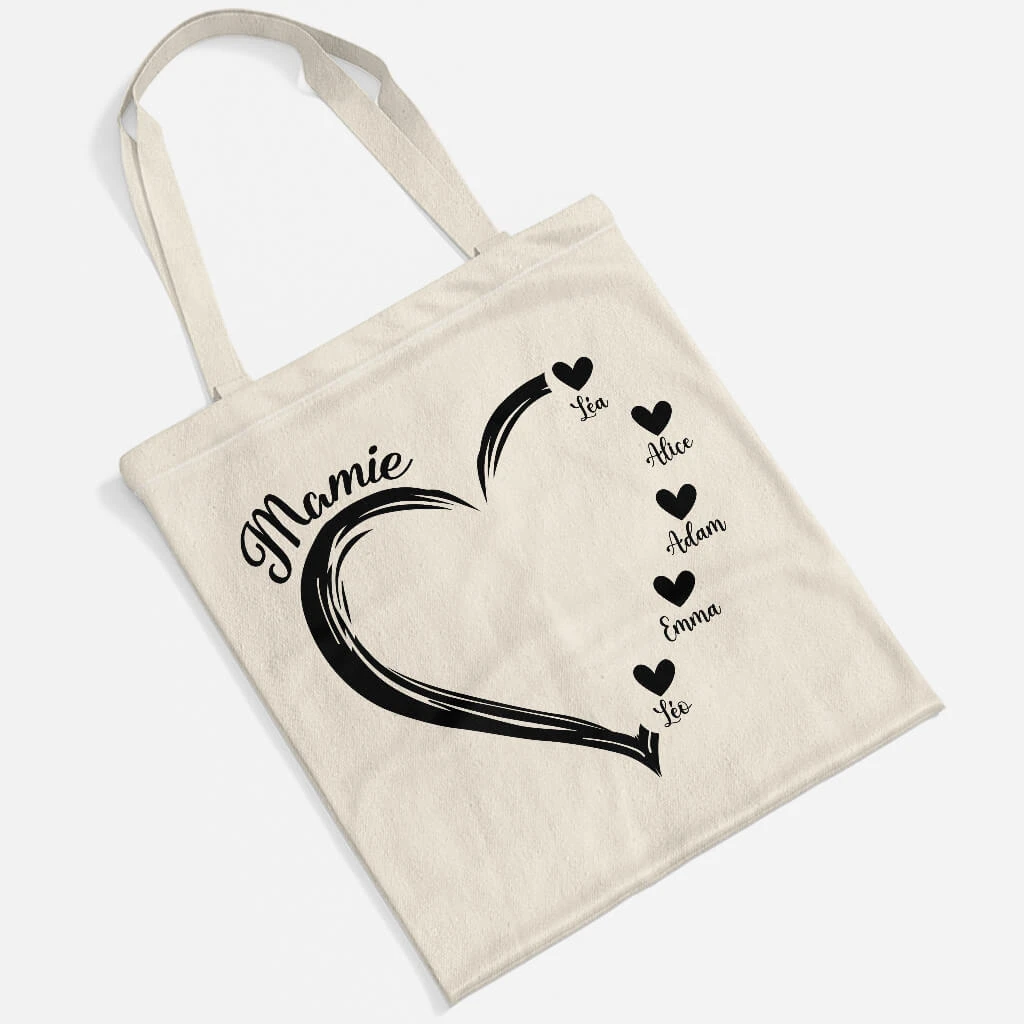 Maman Avec Coeurs Noirs - Cadeau Personnalisé | Tote Bag Pour Maman 2 Maman Avec Coeurs Noirs - Cadeau Personnalisé | Tote Bag Pour Maman – Image 2