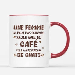 Une Femme Ne Peut Pas Survivre Seule Avec Du Café Personnalisé | Mug Pour Femme -Vivelamode Soldes Magasin 1723MFR3 t shirt une femme ne peut pas survivre seule avec du cafe personnalise