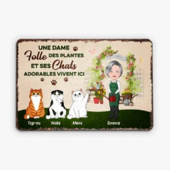 Une Damme Folles Et Ses Chats - Plaque Personnalisée Chat