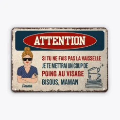 Attention De Maman - Cadeau Personnalisé | Plaque Pour Famille