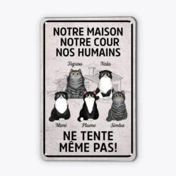 Ma Maison Ma Cour Mes Humains Chat - Cadeau Personnalisé | Plaque Pour Amoureux Des Animaux