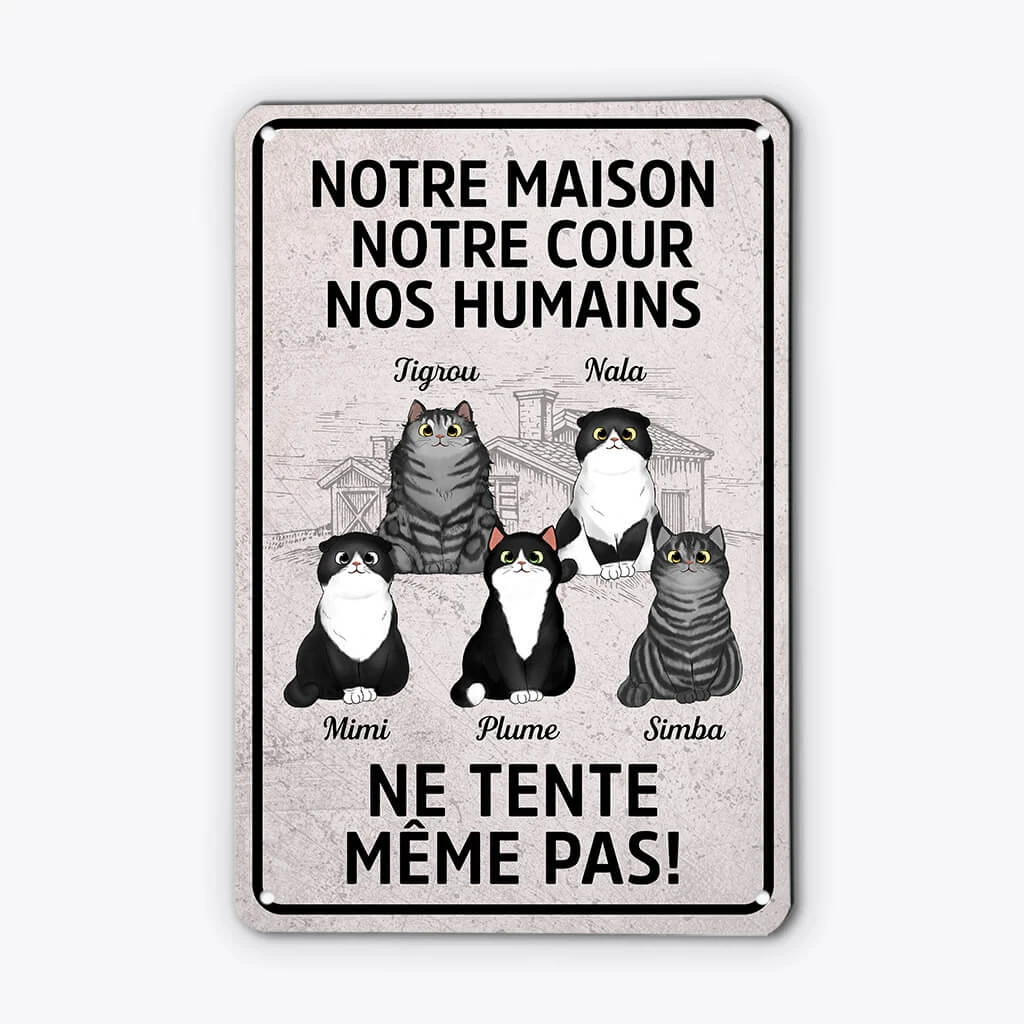 Ma Maison Ma Cour Mes Humains Chat - Cadeau Personnalisé | Plaque Pour Amoureux Des Animaux 1 Ma Maison Ma Cour Mes Humains Chat - Cadeau Personnalisé | Plaque Pour Amoureux Des Animaux